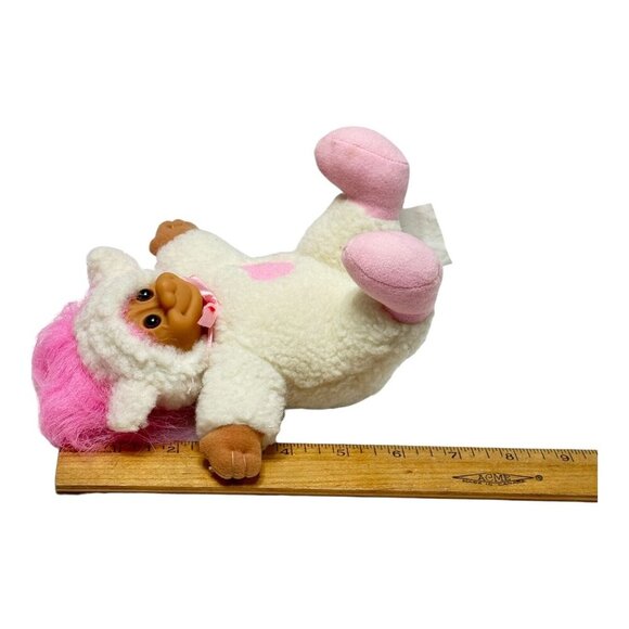 Vintage Russ Troll Doll Lot 2 Toy 7 inch Pink Clown and White Lamb 1990s - Picture 13 of 13